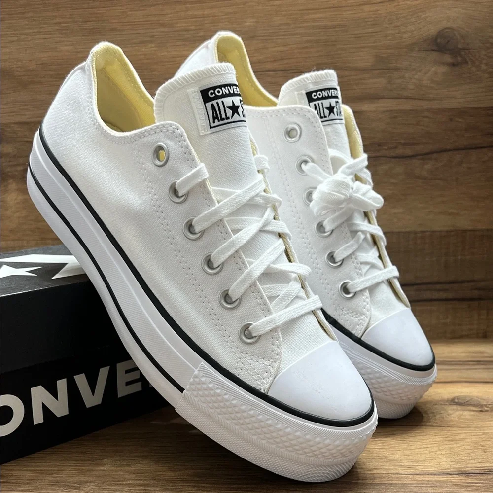 Converse All Star platform White Low-Top Sneakers - Picture 1 of 9